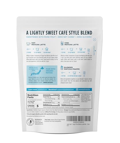 Jade Leaf Matcha Latte Mix tin highlights organic Japanese matcha for rich at-home beverages.