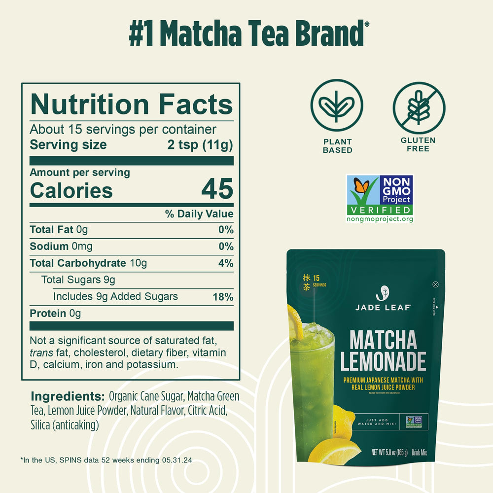 Measuring scoop beside Jade Leaf Lemonade powder for quick mixing.