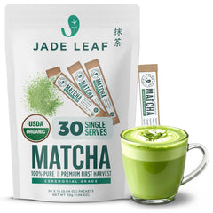 Jade Leaf Matcha on-the-go packets for café-quality lattes.