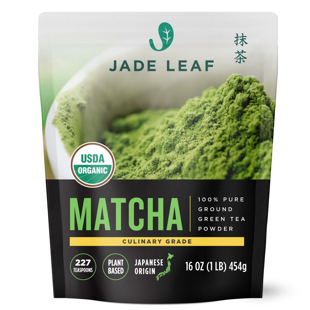 Jade Leaf Matcha front bulk bag, ideal for large-batch baking.
