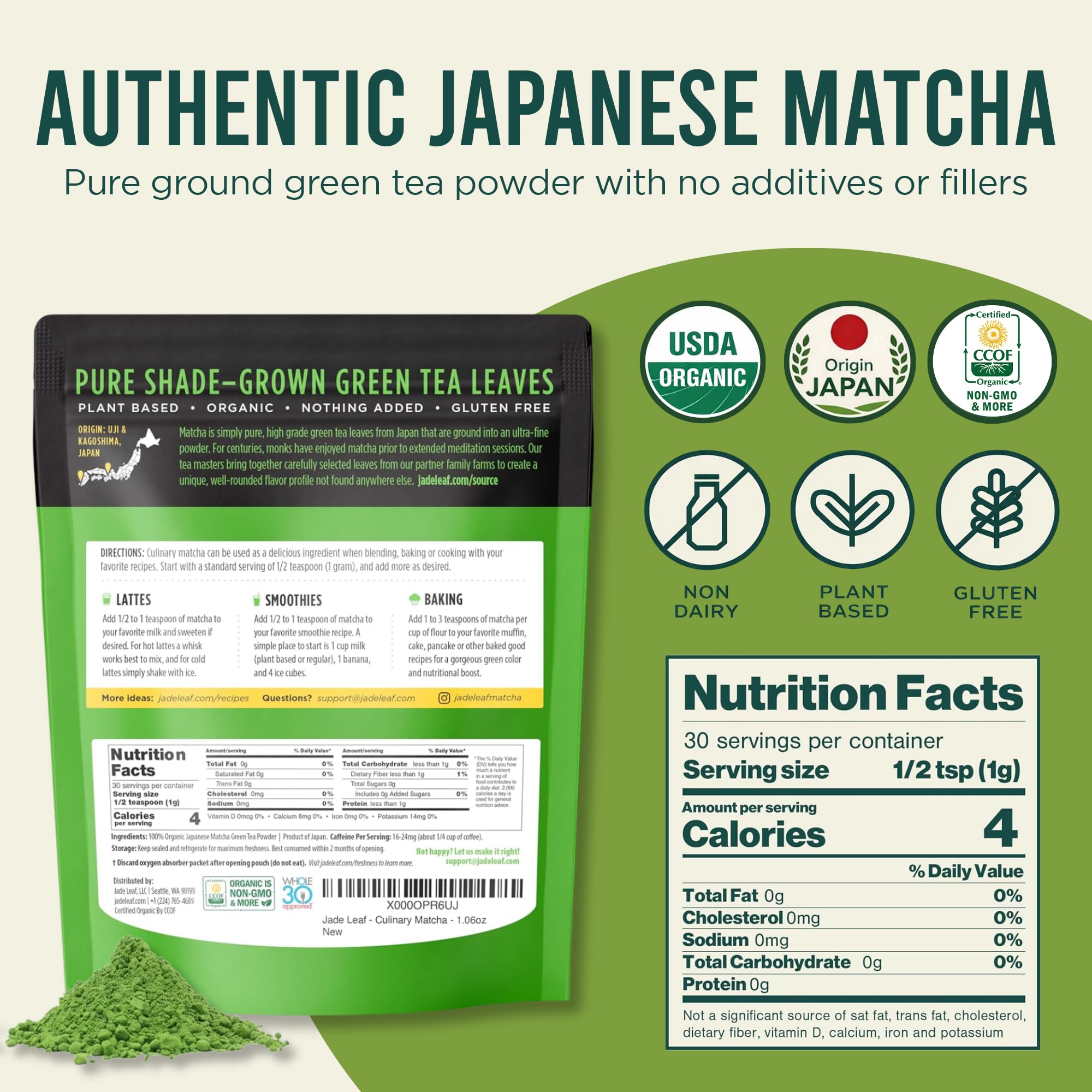 Jade Leaf Matcha being poured into a smoothie for energy