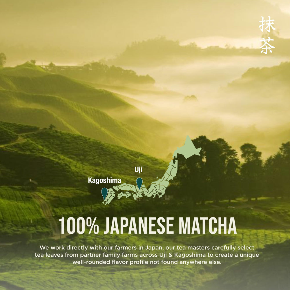 Jade Leaf Matcha tea field origin closeup showing authentic Japanese farming