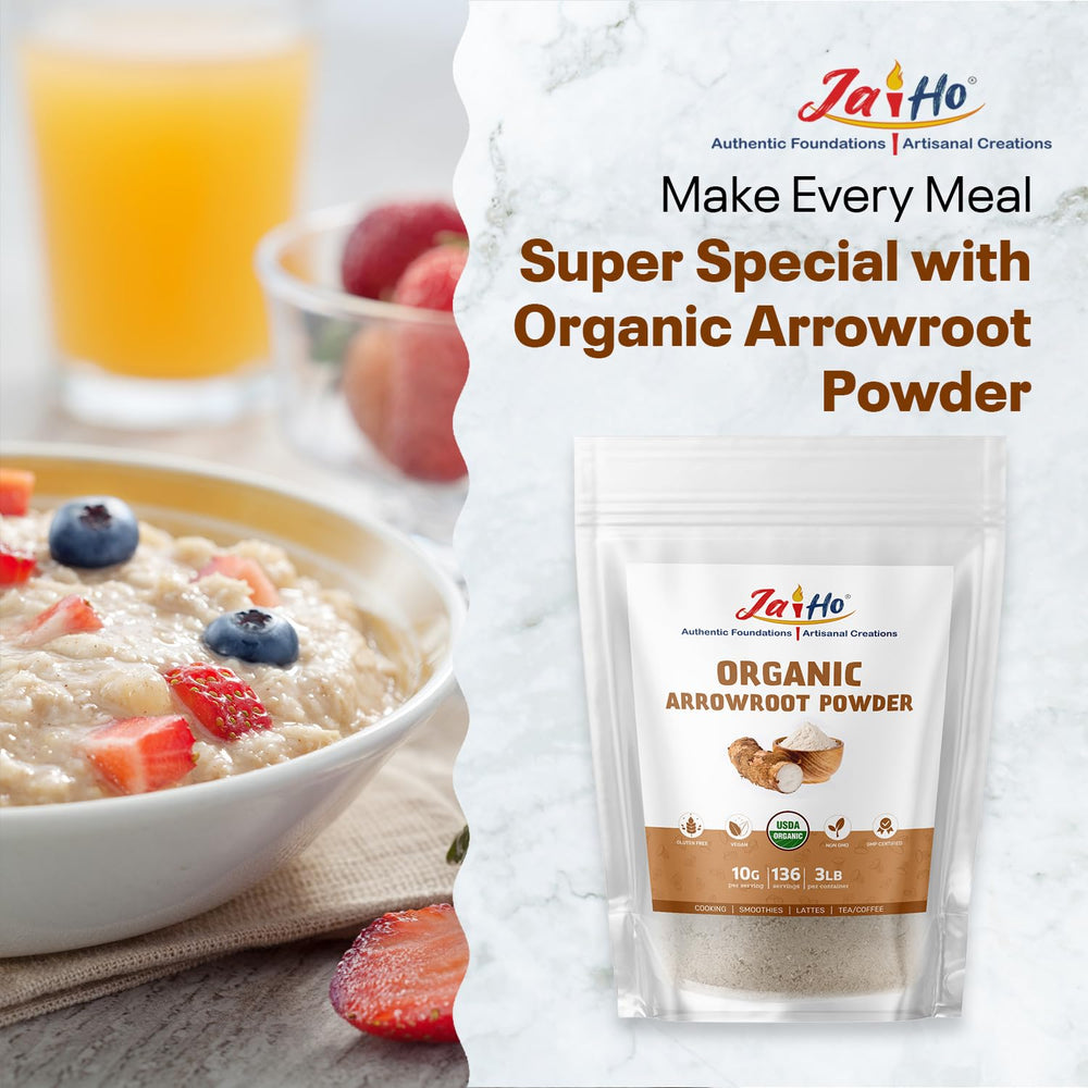 Arrowroot powder texture used to thicken soups and puddings.