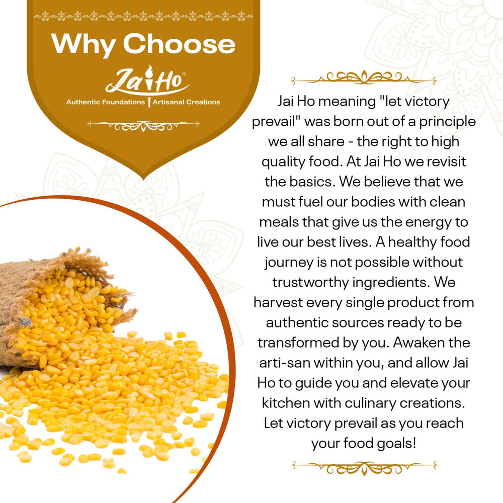 Jai Ho Dal with lab-tested quality stamp for trusted ingredients.