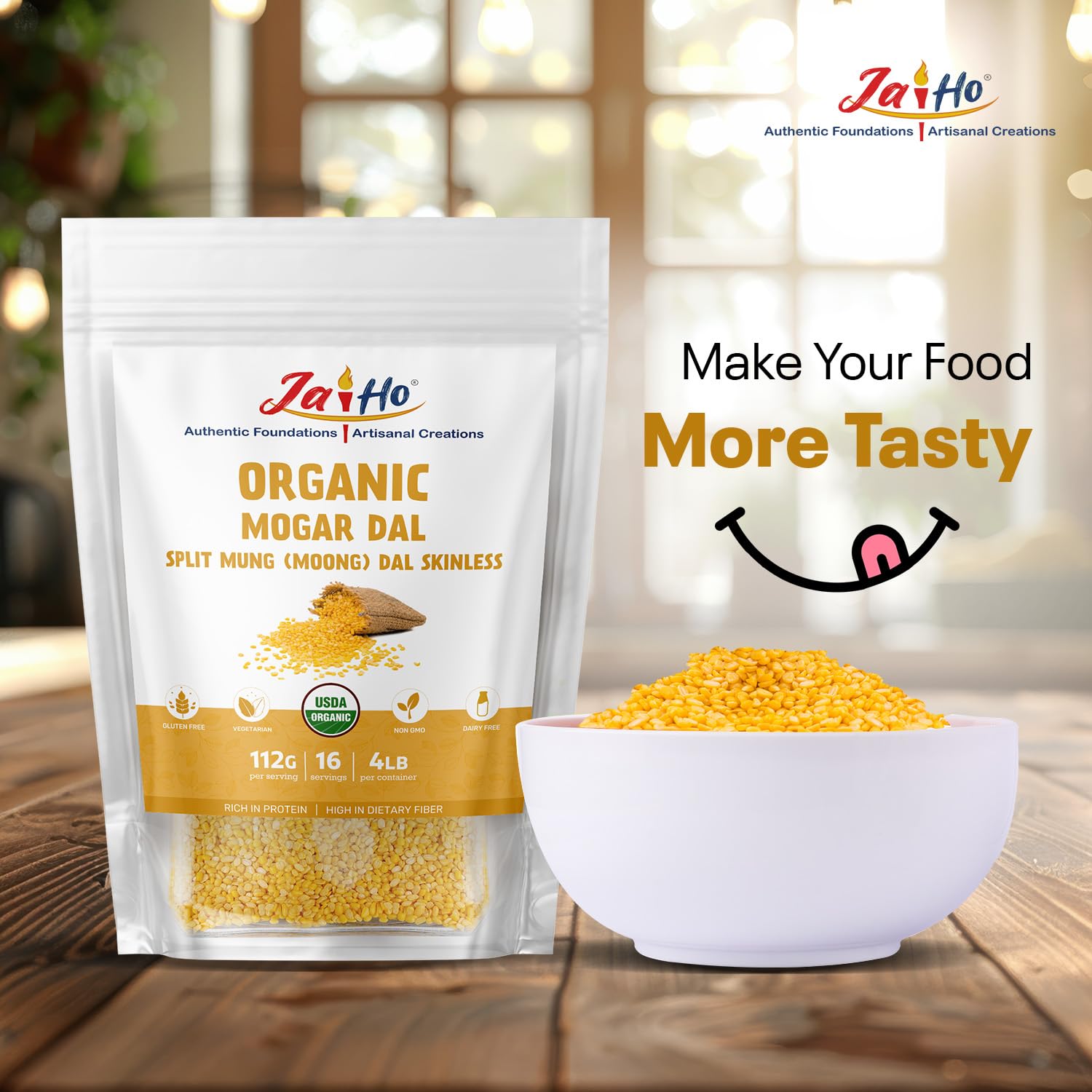 Jai Ho Mogar Dal is vegan and gluten-free for plant-based menus.