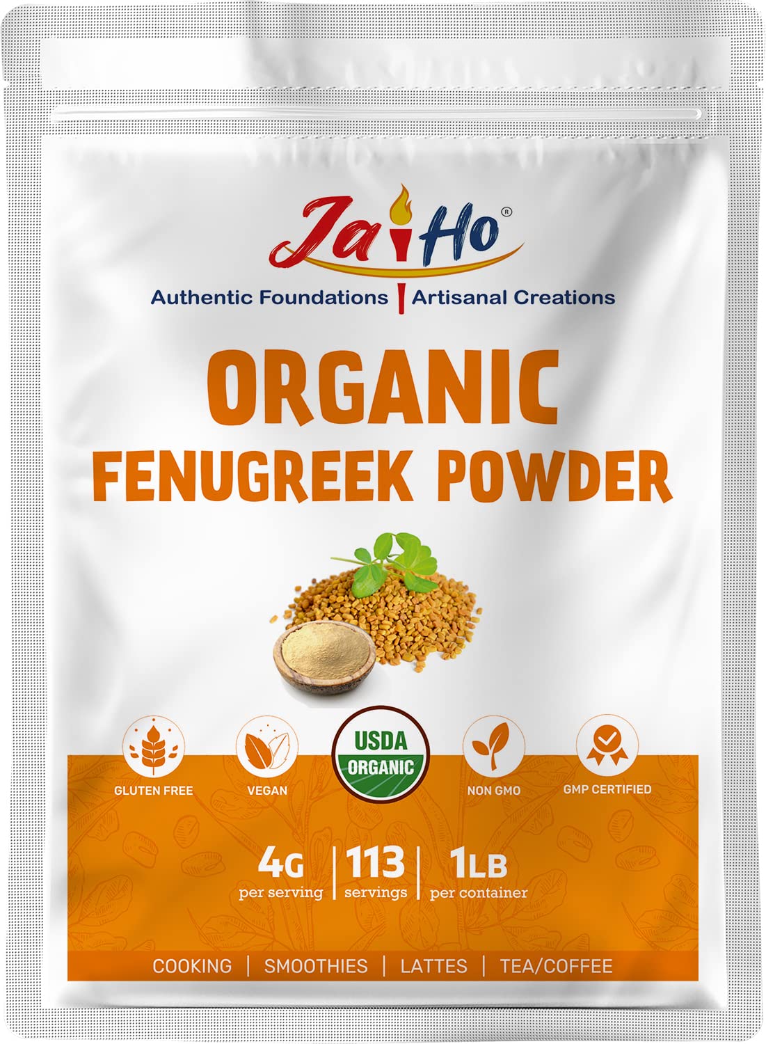 Jai Ho fenugreek powder pack-zip pouch keeps freshness for cooking.