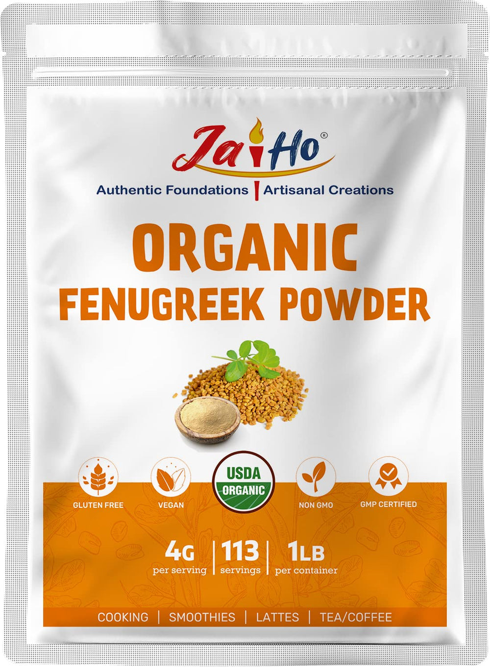Jai Ho fenugreek powder pack-zip pouch keeps freshness for cooking.