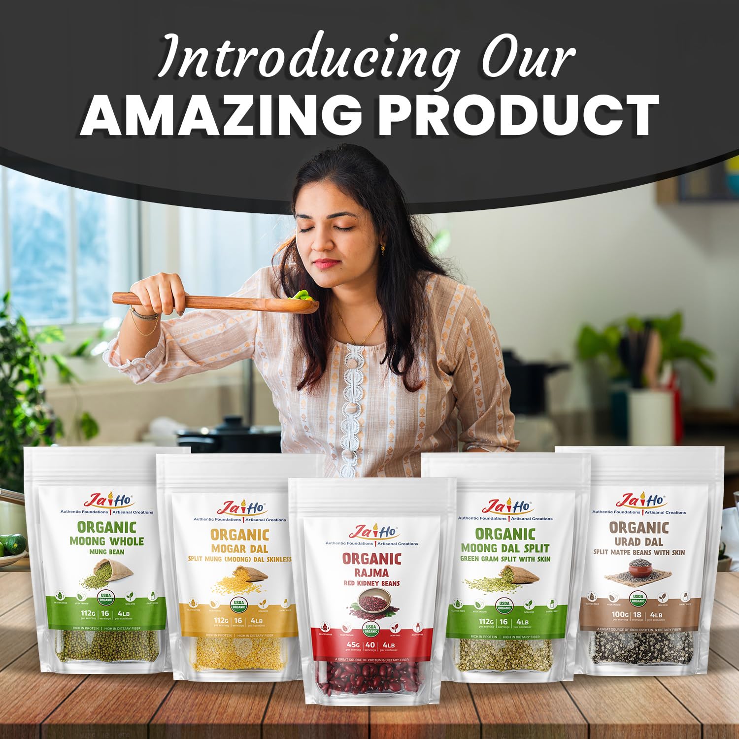 Jai Ho kitchen pantry image for everyday healthy grains.