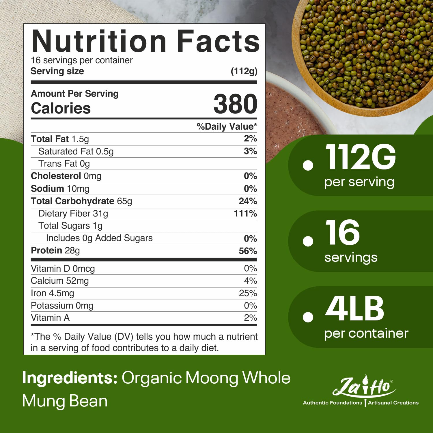 Jai Ho moong beans ready for sprouting in a jar