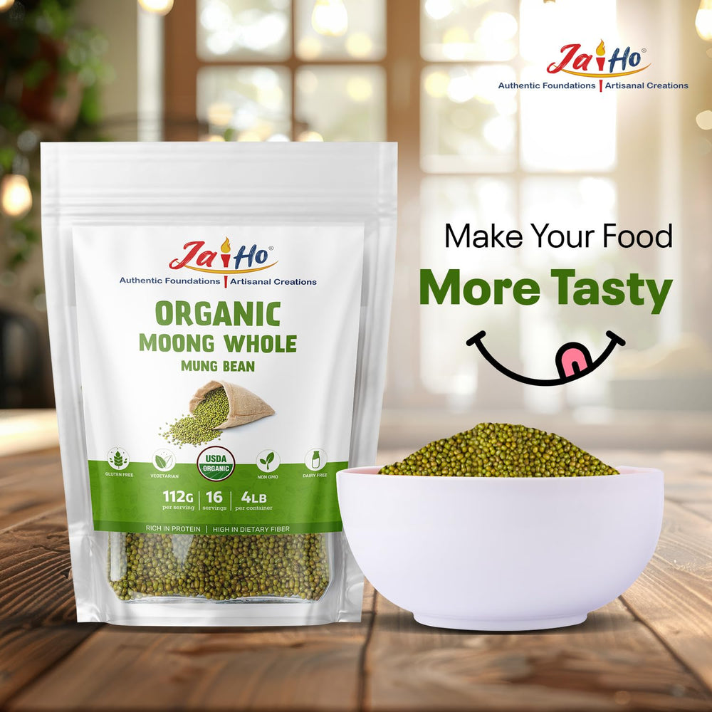 Jai Ho moong organic certification label on packaging