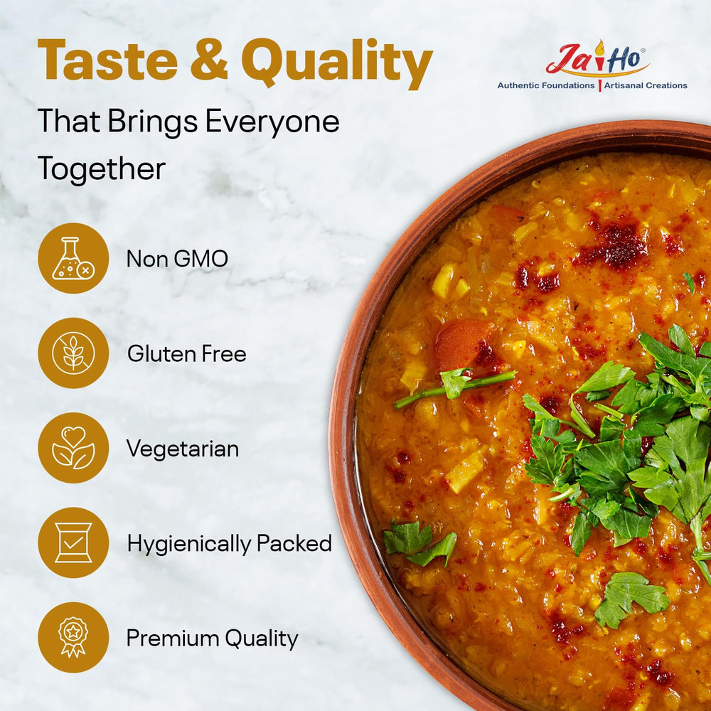 Jai Ho Organic Dal label highlights USDA Organic and non-GMO quality.