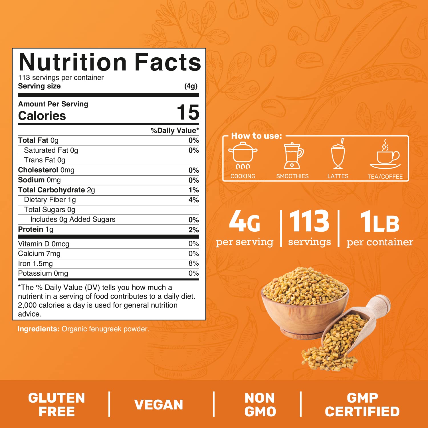 Jai Ho organic fenugreek powder closeup highlights fine texture.