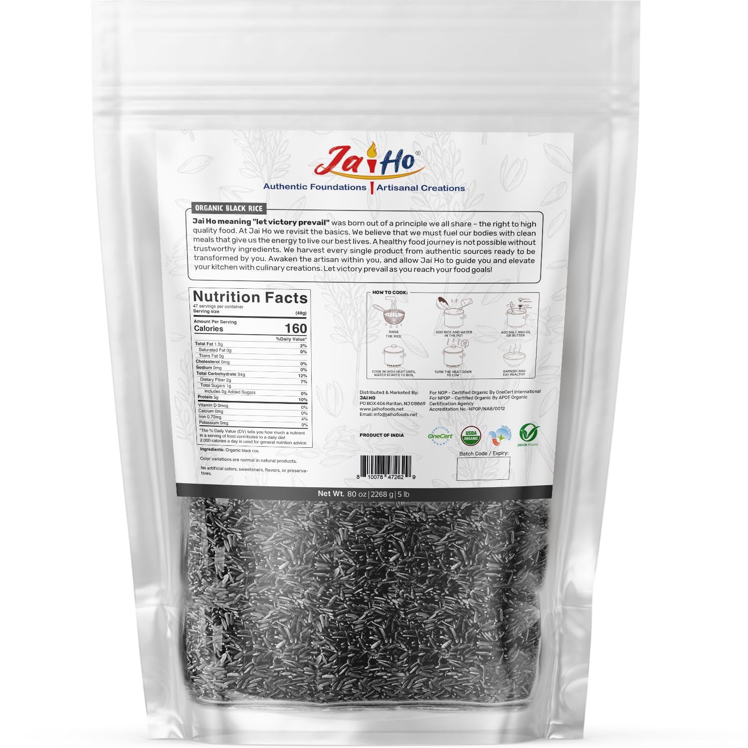 Jai Ho resealable pouch seal feature close-up for extended freshness.