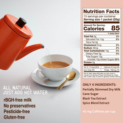 Jaipur Avenue Variety Chai Tea Mix cup with latte shows rich, creamy chai experience.