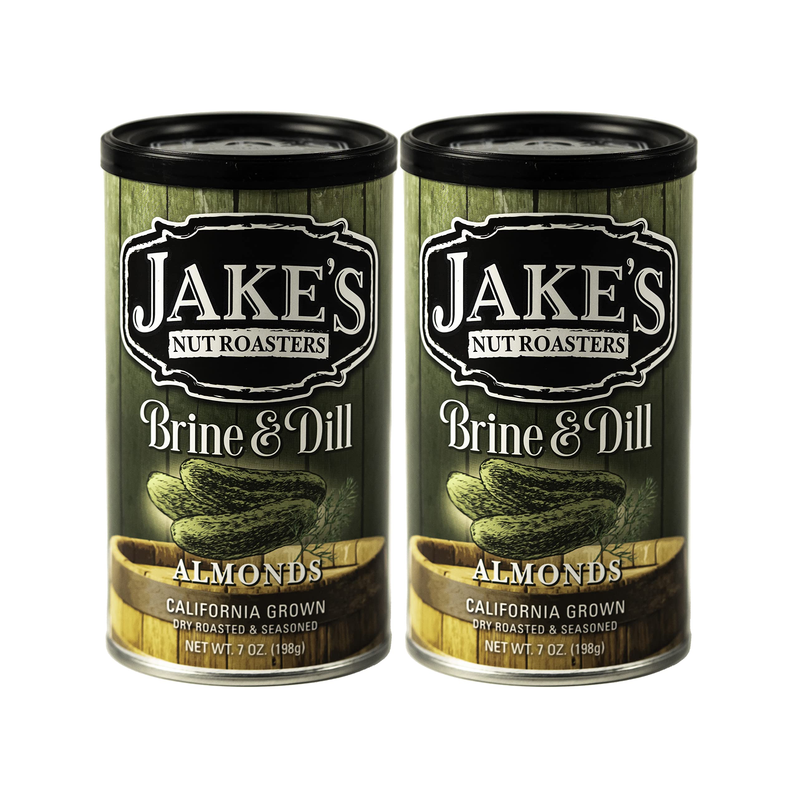 Jake's Nut Roasters Brine Dill Almonds 2-Pack packshot showing bold flavor and crunch