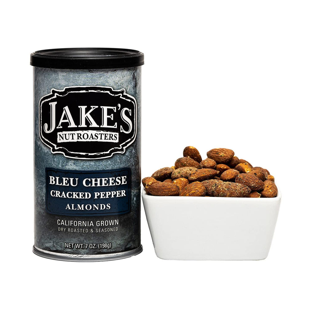 Jake's Nut Roasters farm-to-market packaging highlights premium almonds and direct-to-consumer quality.
