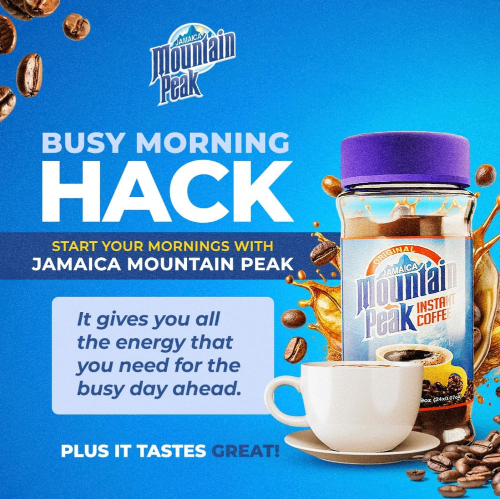 Jamaica Mountain Peak coffee served over ice demonstrates versatile serving options.