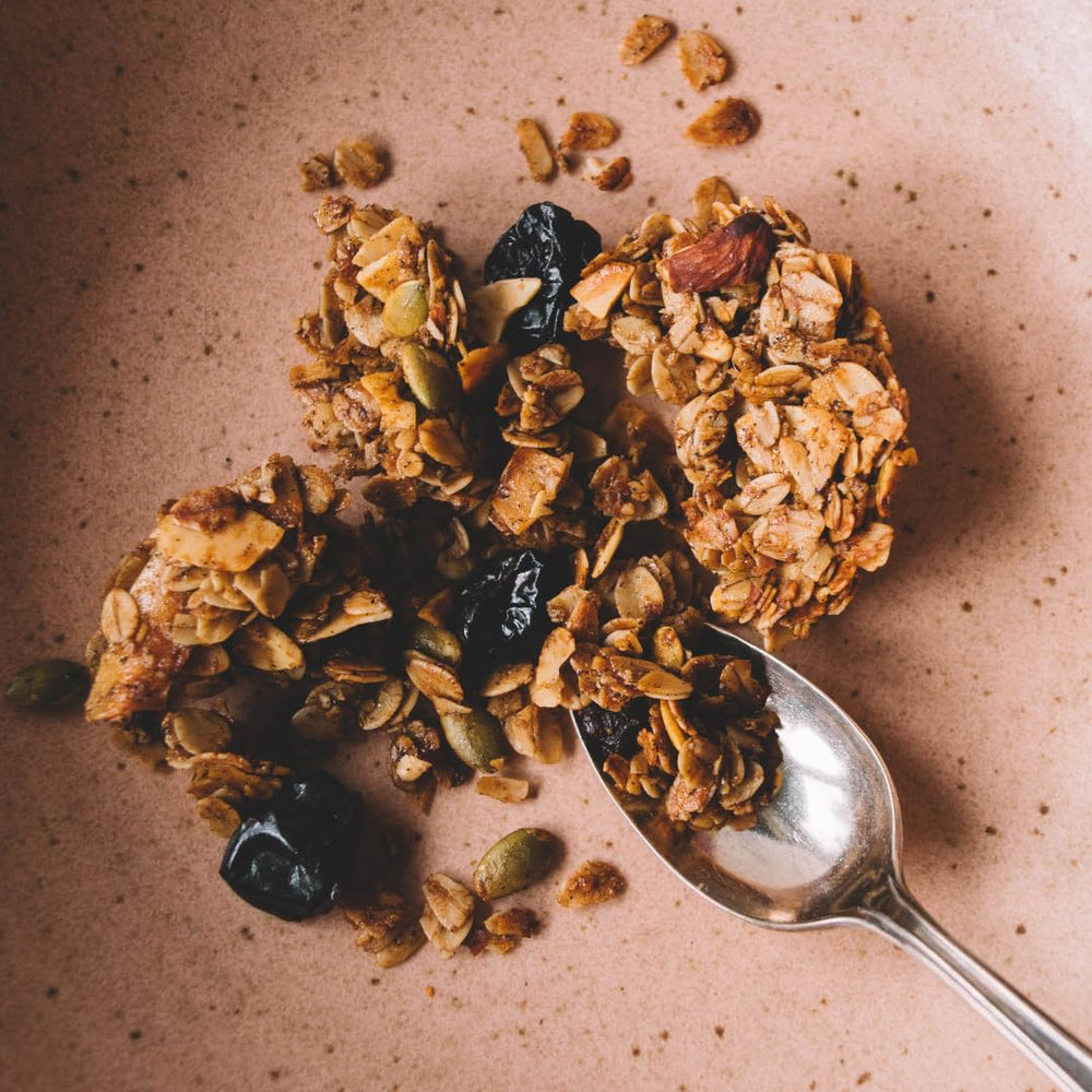 Jamie’s Farm Granola with Yogurt pairing showing versatile serving for breakfast or snack