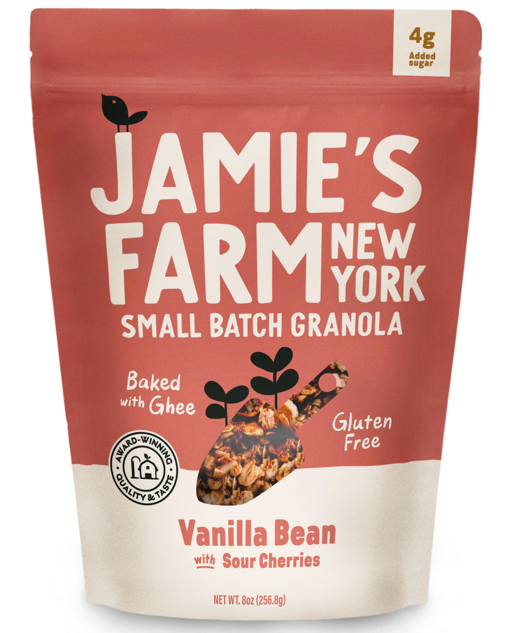 Jamie’s Farm Vanilla Bean Sour Cherries Granola bag with tart cherries as a balanced breakfast option