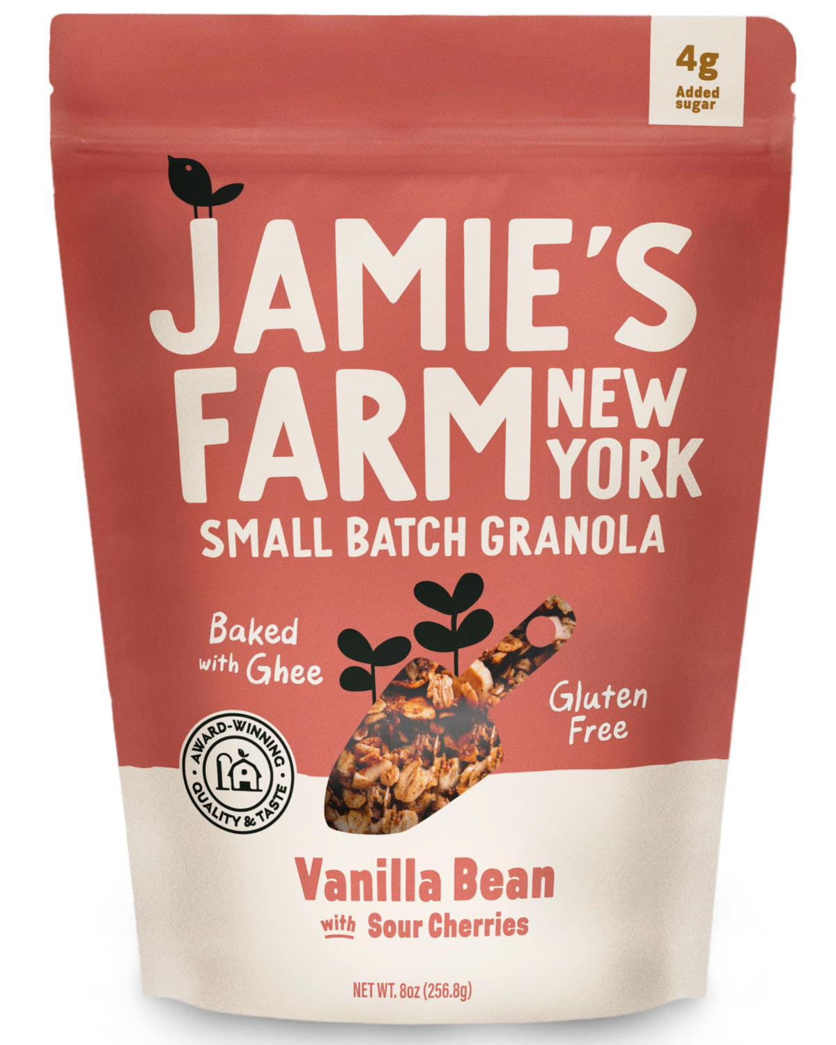 Jamie’s Farm Vanilla Bean Sour Cherries Granola bag with tart cherries as a balanced breakfast option