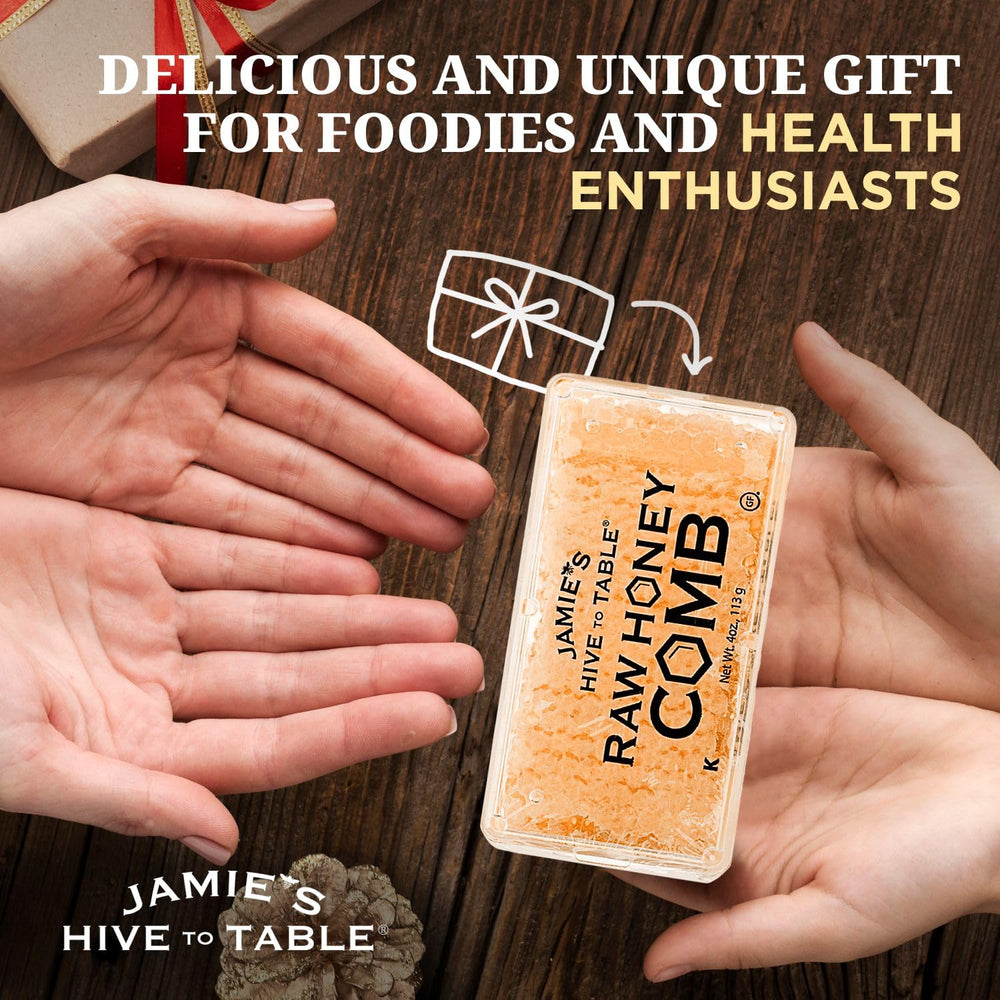 Jamie’s Hive To Table Georgia honeycomb packaging in a 4 oz cassette.