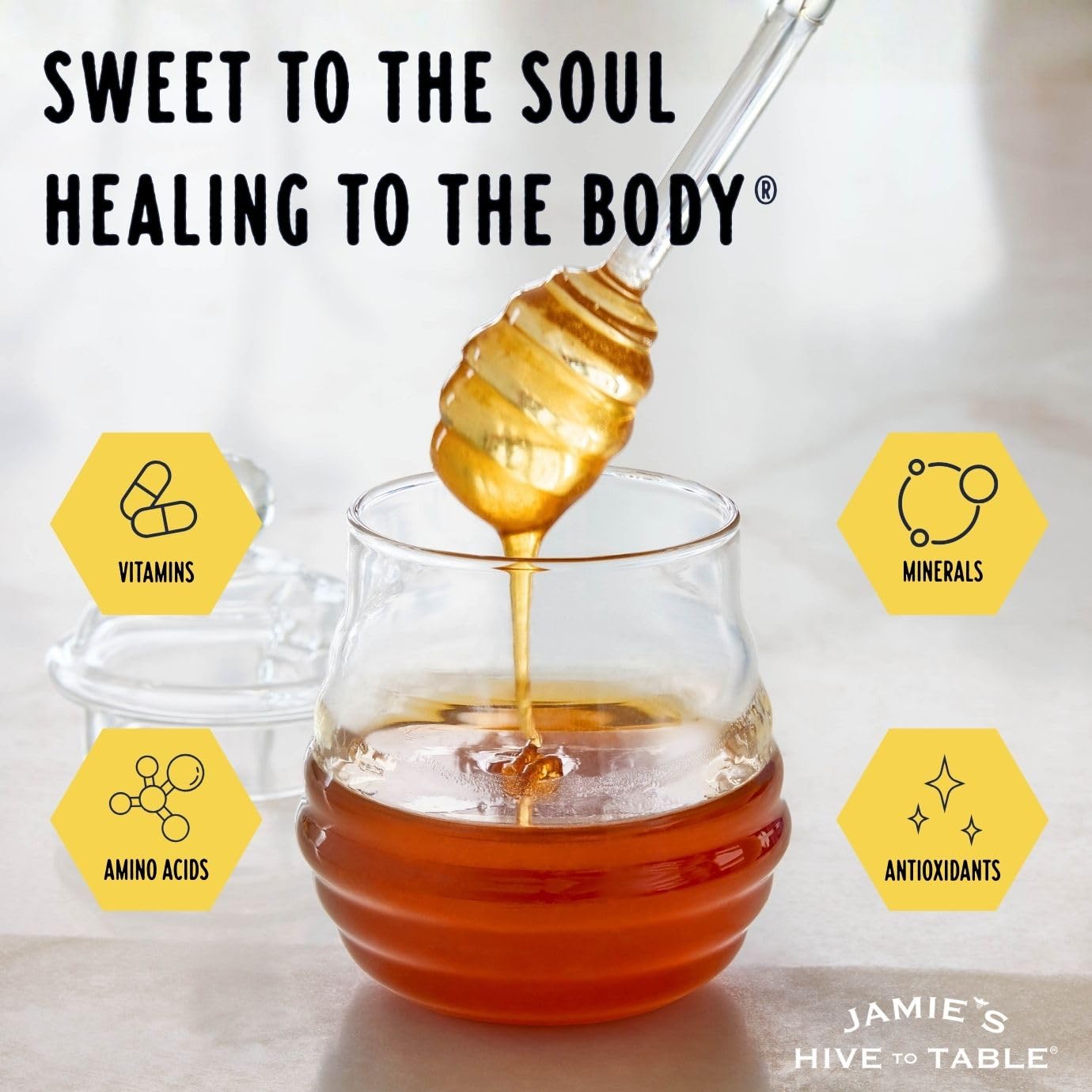 Jamie’s Hive to Table lemon honey with tea brightens simple beverages