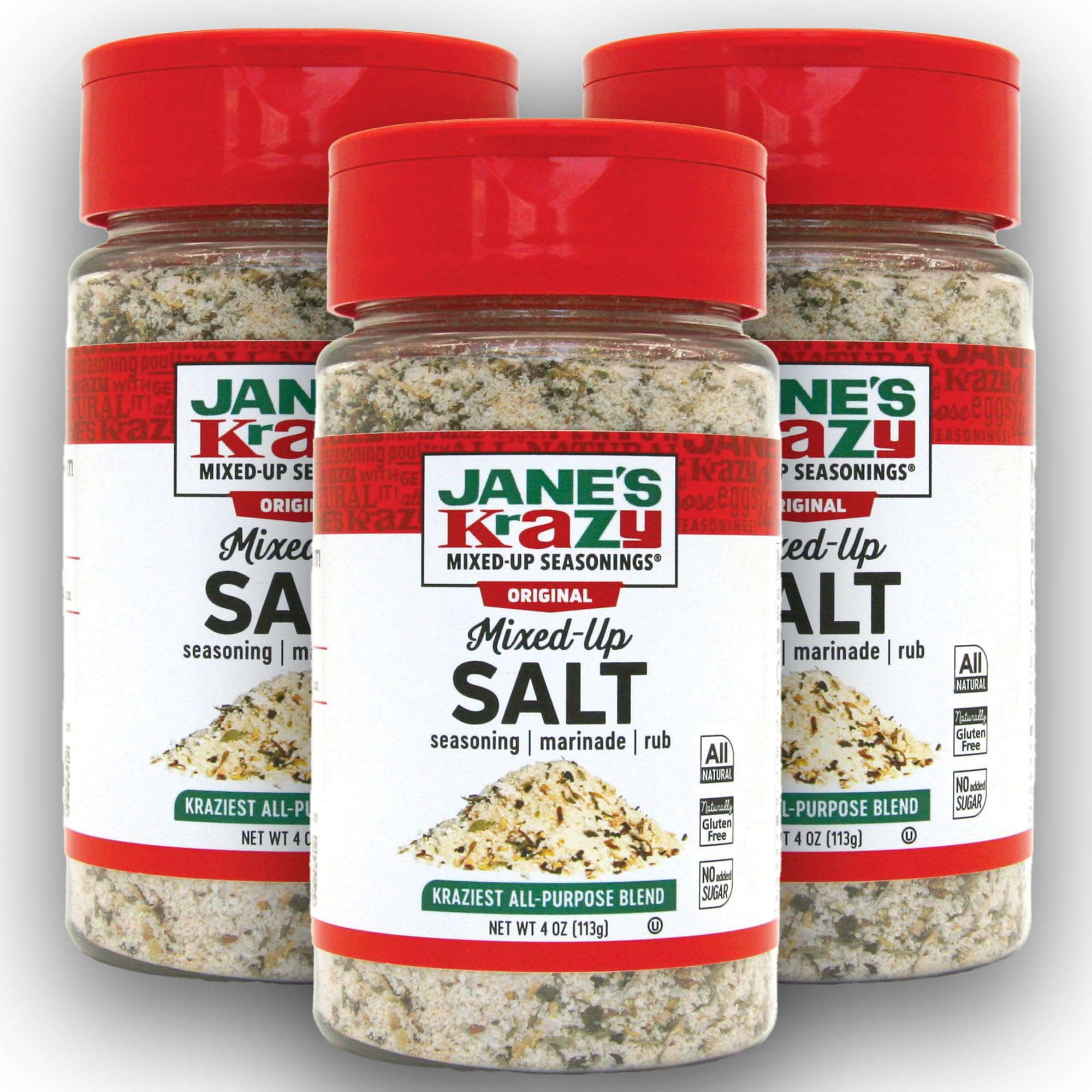 Jane's Krazy Mixed Up Salt pack shot for all-natural everyday seasoning.