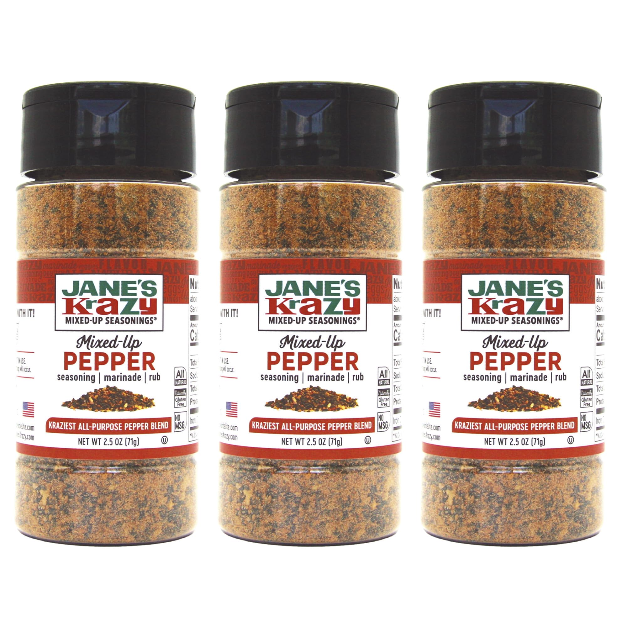 Jane's Krazy Original three-pack bottles ready for everyday flavor