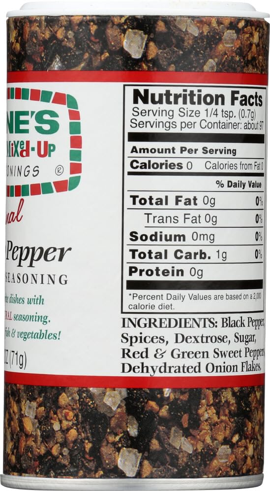 Jane's Krazy Original Mixed-Up Pepper sprinkled on meat for grilling.