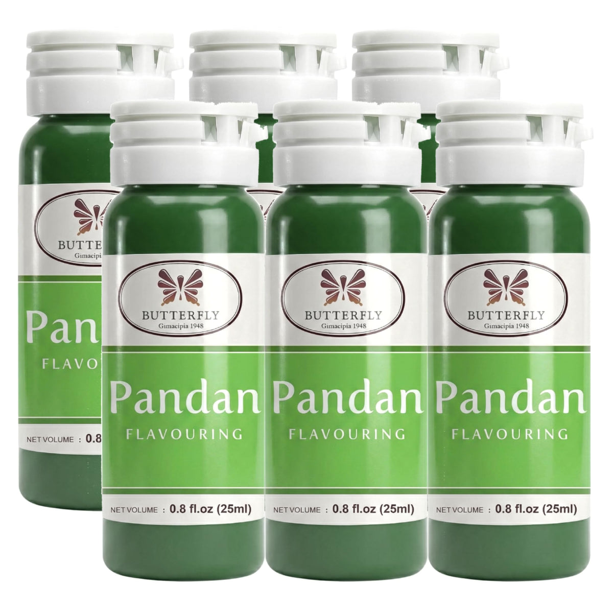 Jans Butterfly flavoring extract paste pandan six-pack, ideal for pandan desserts
