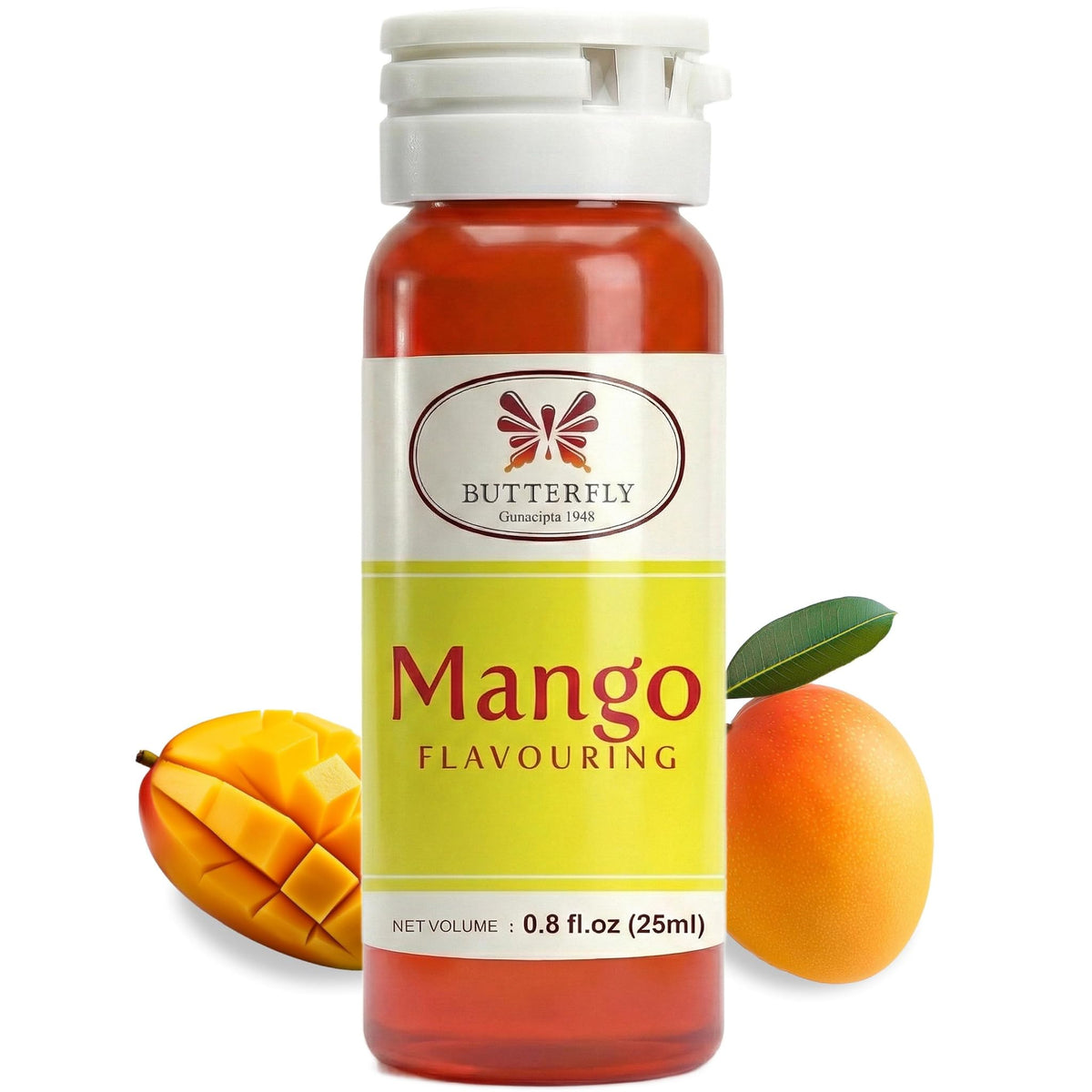 Jans Butterfly Mango paste bottle for vibrant mango flavor in desserts
