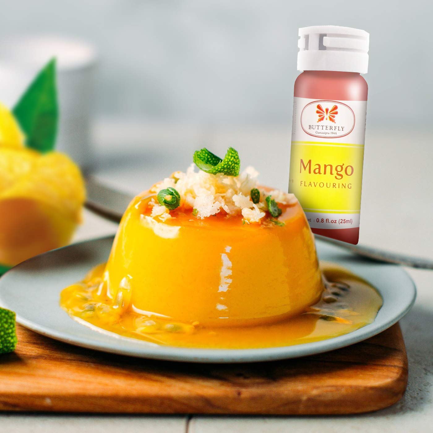 Jans Butterfly Mango paste dessert idea with mango drizzle