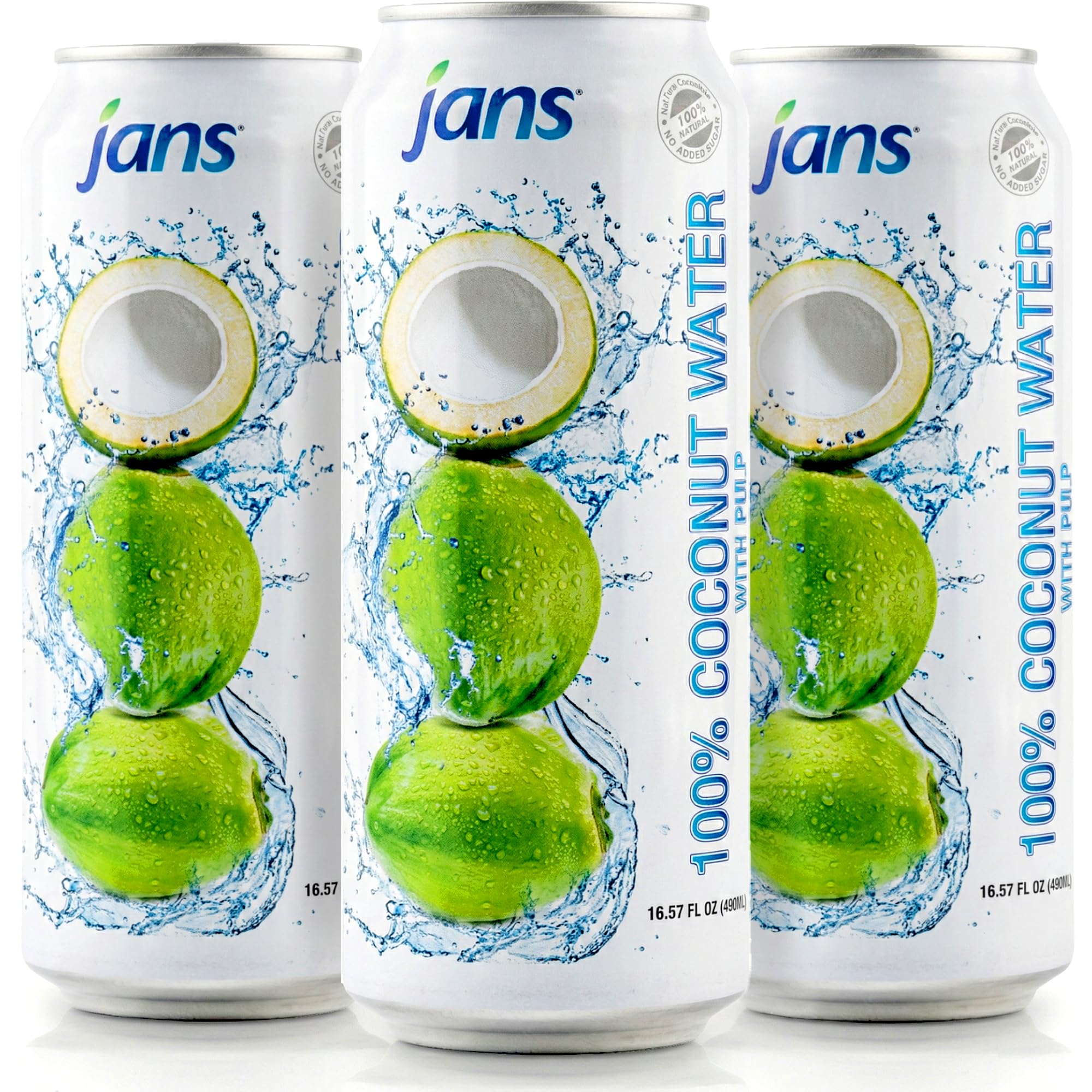 Jans coconut water being poured into a glass, ideal after workouts