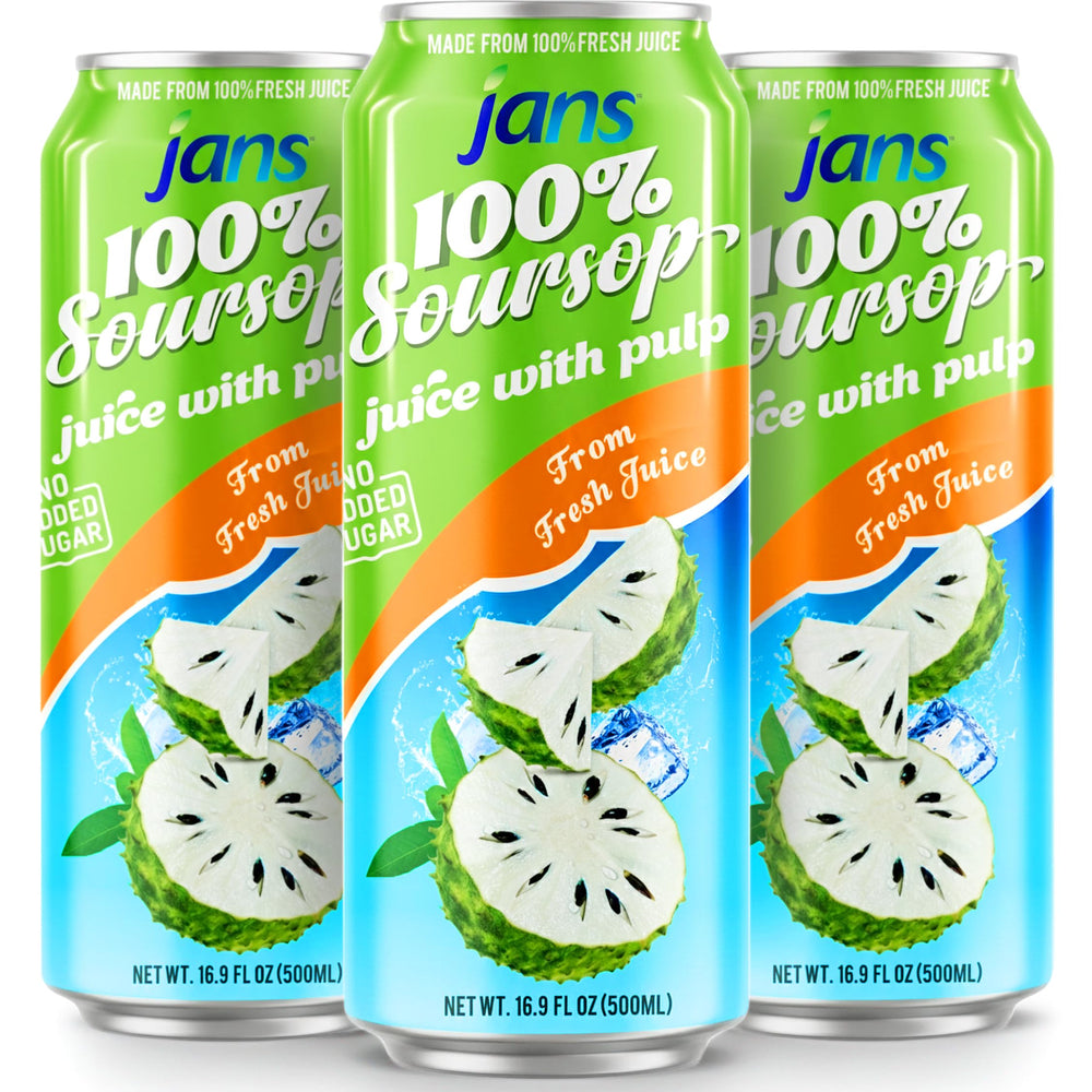 JANS soursop pulp close-up showing creamy pulp texture and vibrant color for freshness in every sip.