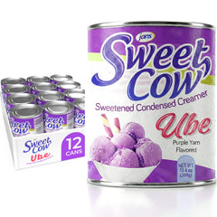 Jans Ube Condensed Milk can front view, showcasing rich flavor for desserts.