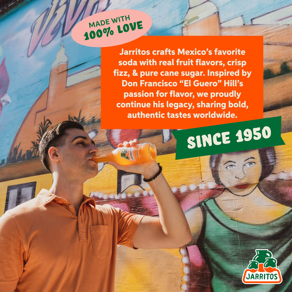 Jarritos beverages displayed at a backyard party setup.