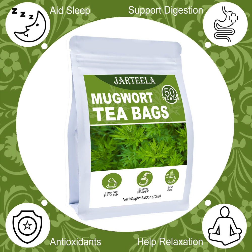 Pure mugwort powder ready for infusion, offering aromatic notes and gentle relaxation.