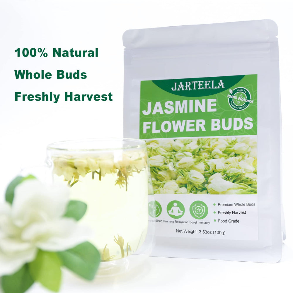 Jarteela jasmine flowers for tea blends with fragrant floral notes.