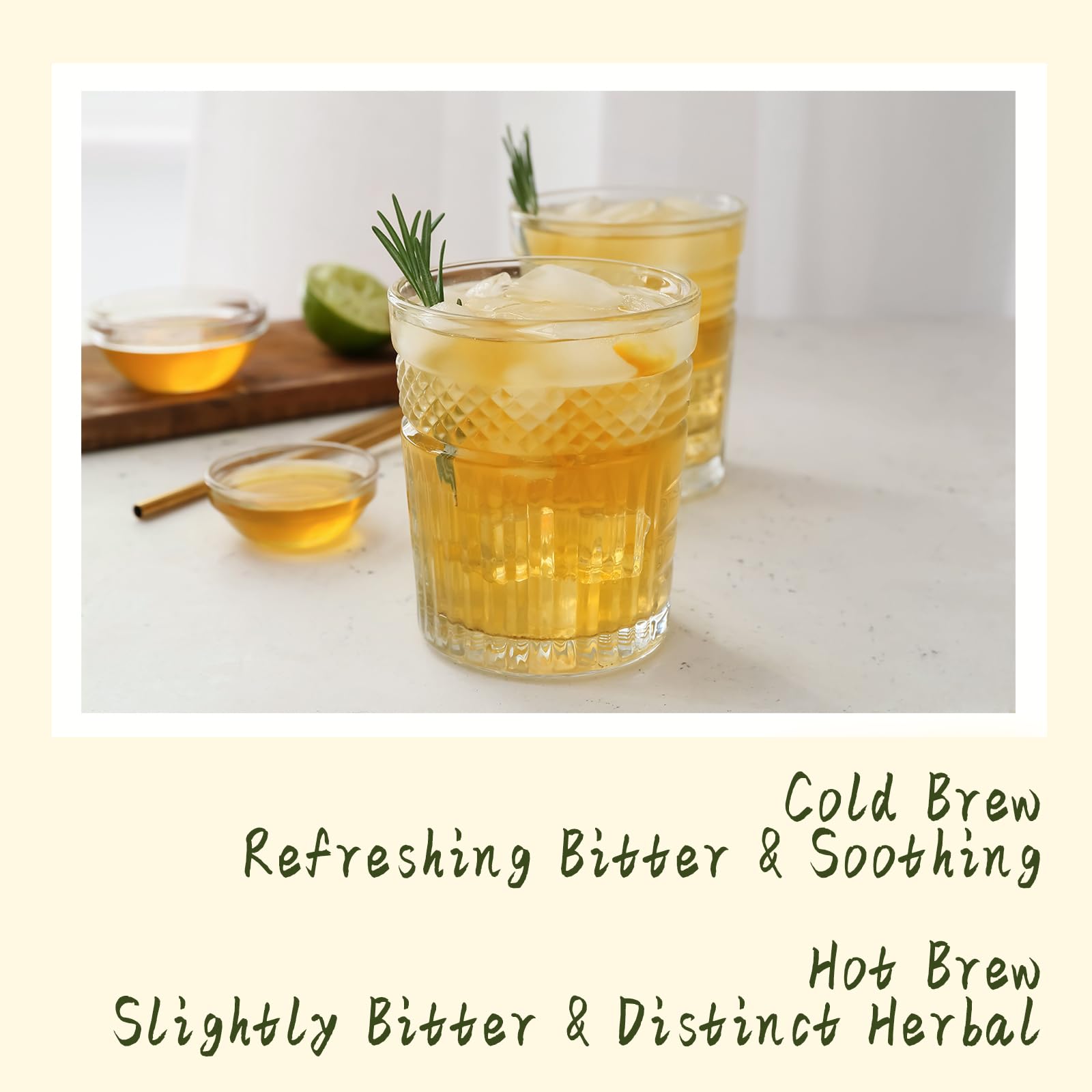 Brewed mugwort tea in a cup, steam rises, inviting aroma and restful moment.