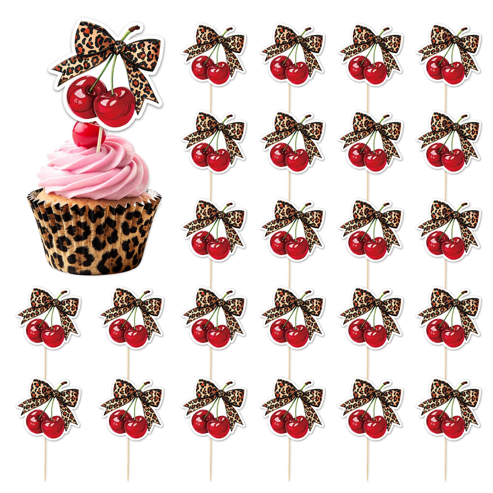 JarThenaAMCS cheetah-bow-cherry-topper adds vibrant charm to birthdays.