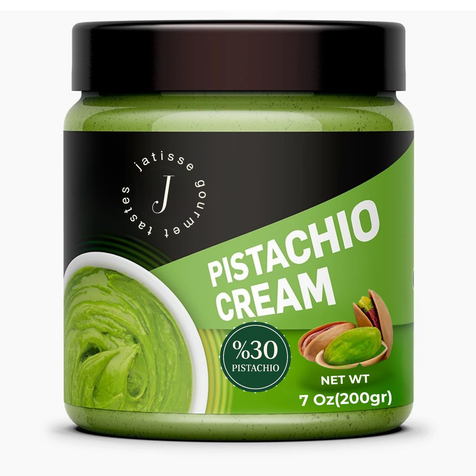 Jatisse Pistachio Cream 7oz packaging shows premium Dubai-ready pistachio filling.