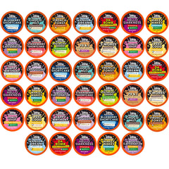 Java Factory Assorted Variety Pack coffee pods showing diverse flavors for tastings.