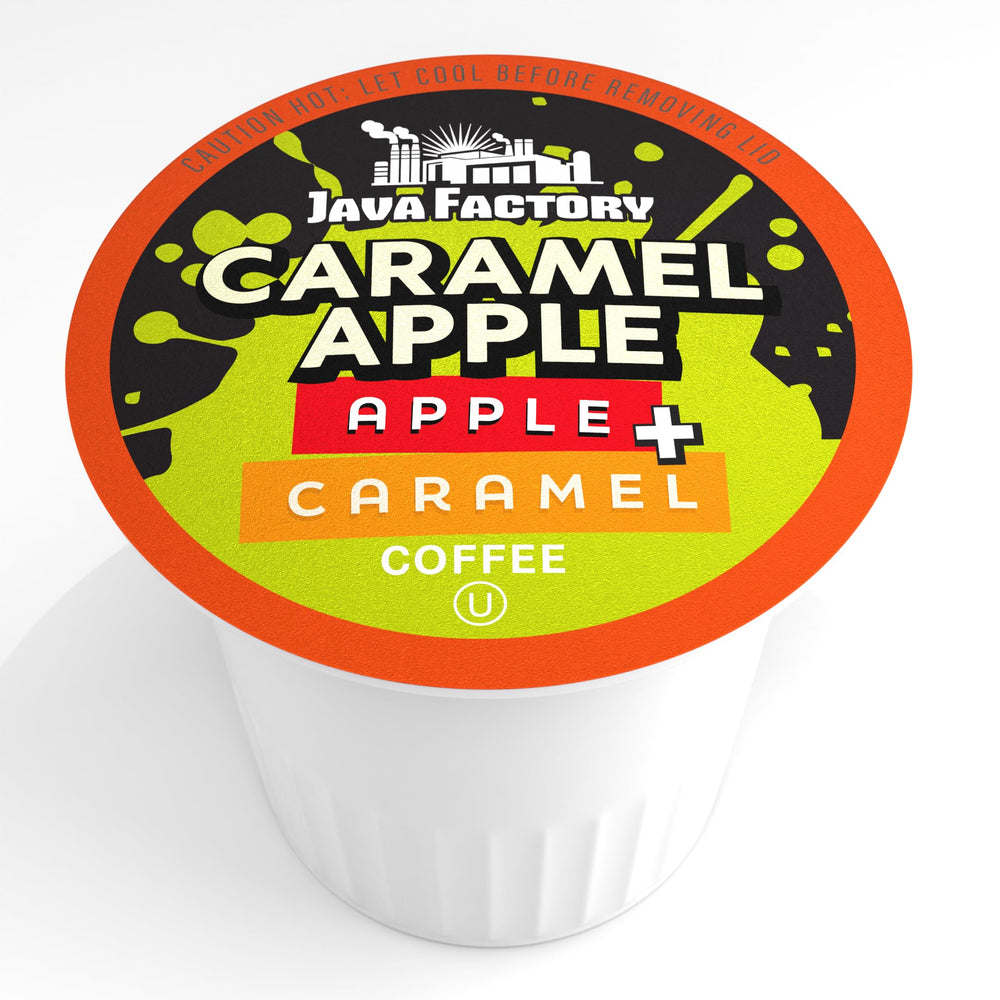 Java Factory Caramel Apple pod closeup reveals creamy caramel aroma