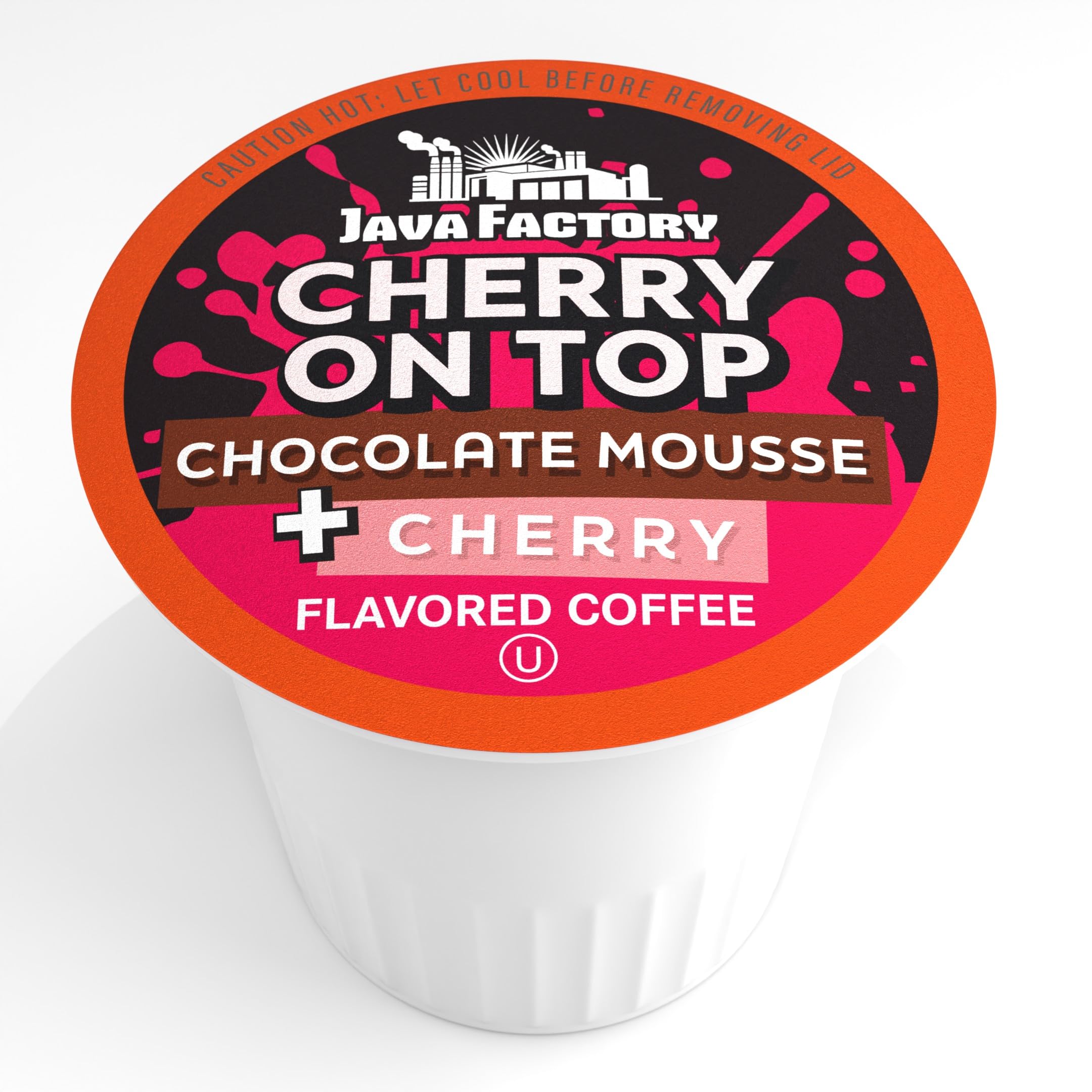 Java Factory Cherry On Top pod brewing setup highlighting convenient K-Cup compatibility