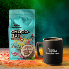 Java Factory Choconut ground coffee bag ready for pour-over brewing