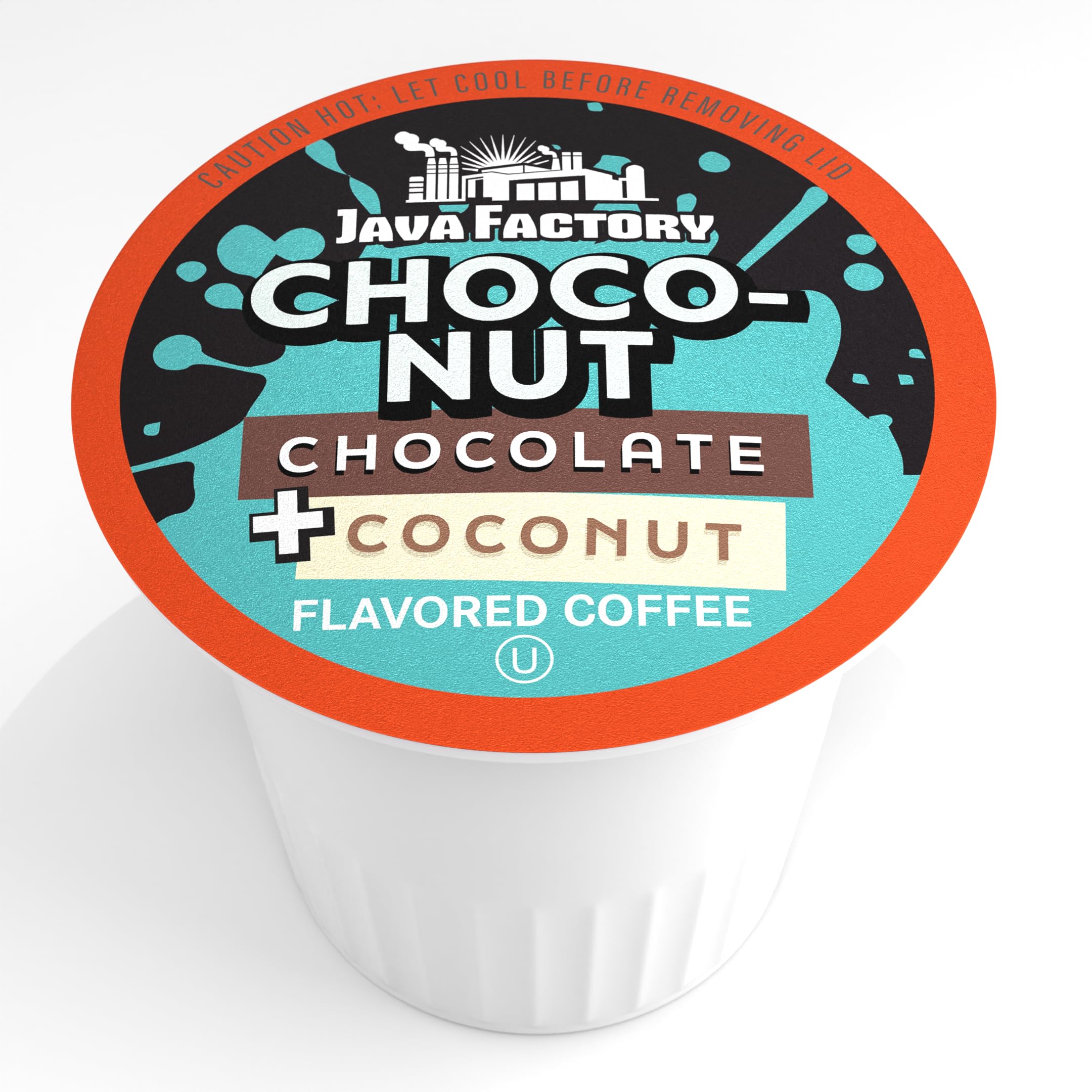 Java Factory Choconut pod in Keurig brewer for quick cups.