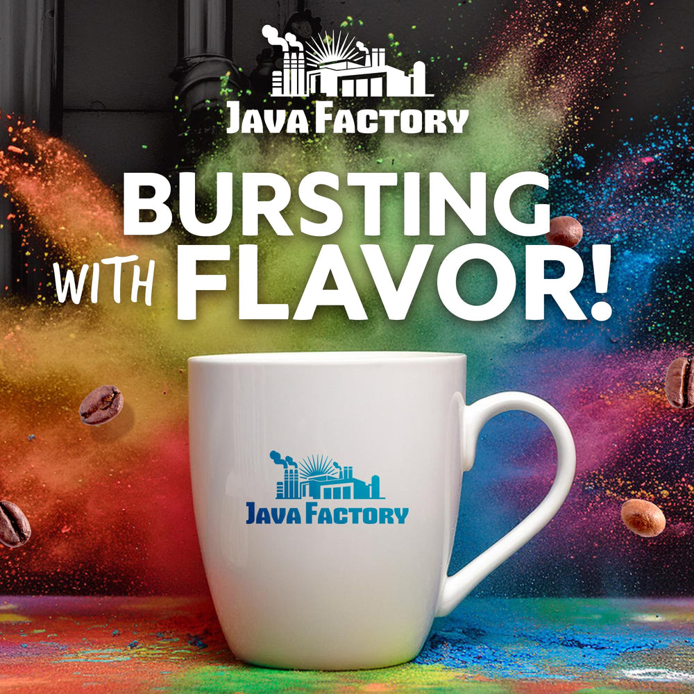 Java Factory coffee pod in cup illustrating smooth flavor and quick prep.