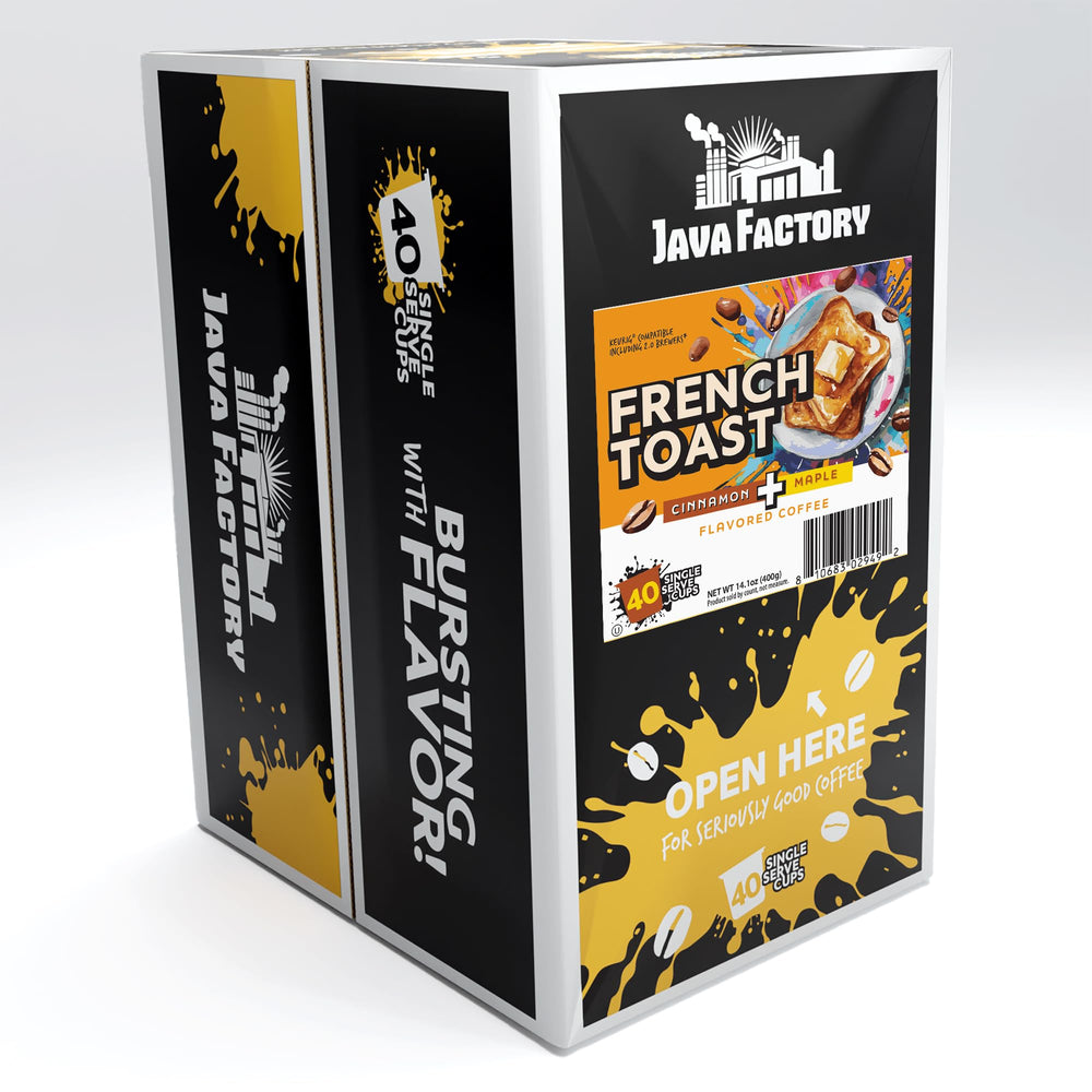 Java Factory French Toast cup steaming with cinnamon aroma