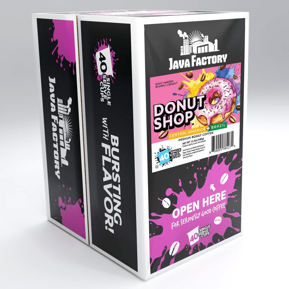A Keurig brew of Java Factory Donut Shop Blend for a quick, satisfying morning cup.