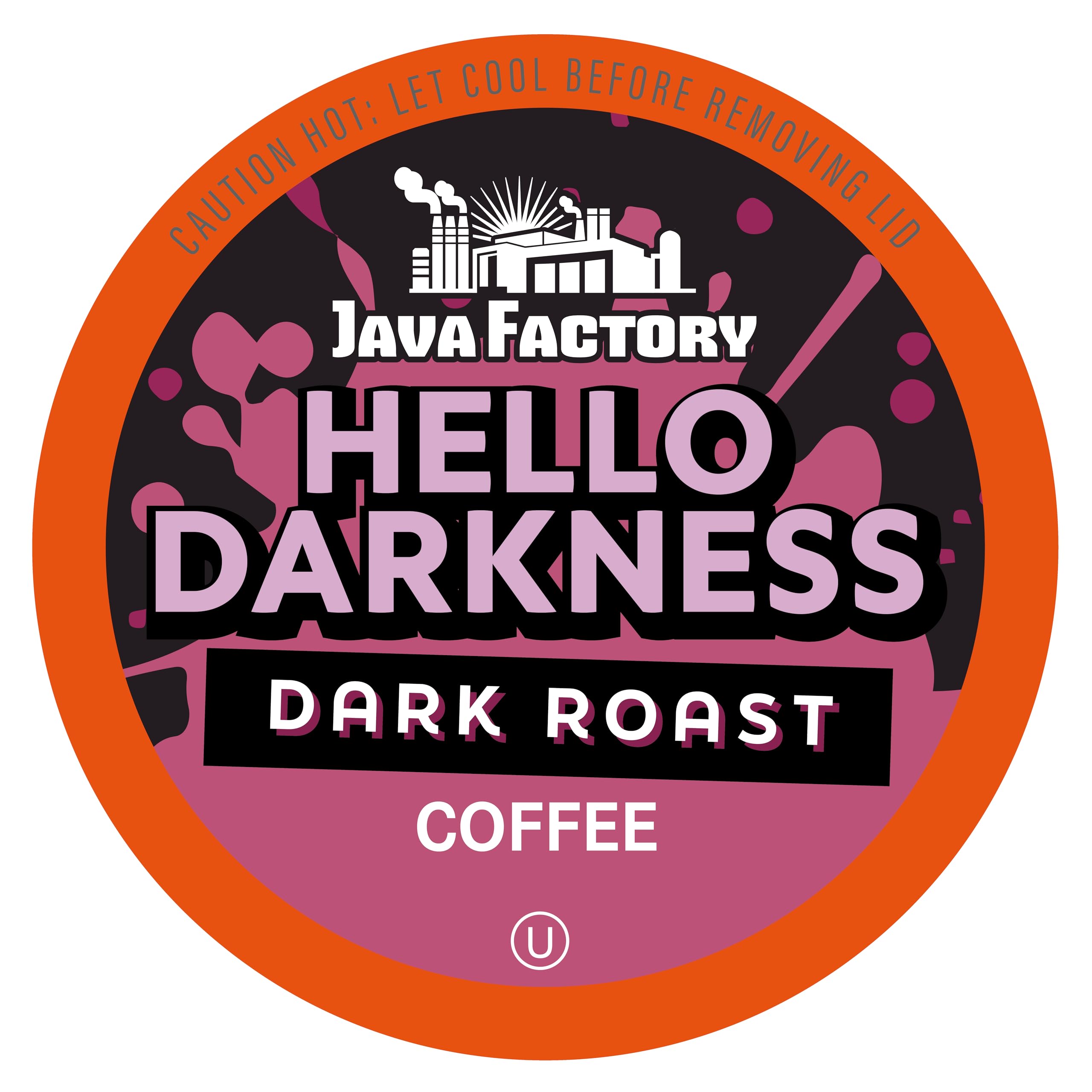 Java Factory Hello Darkness packaging highlights bold dark roast for quick, convenient brewing.